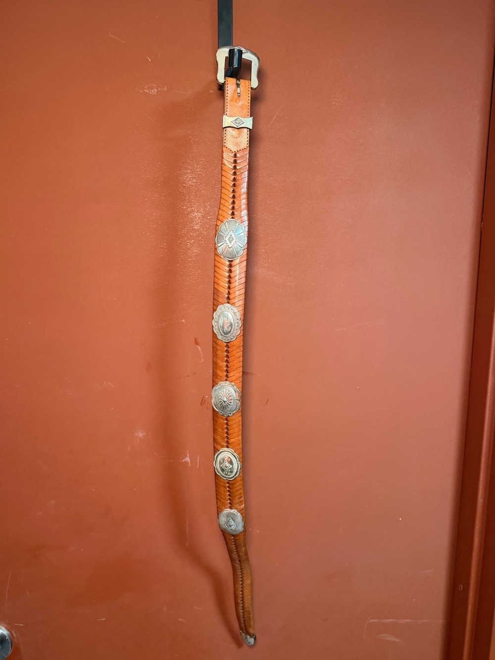 Vintage Western Genuine Leather Concho Belt - Small
